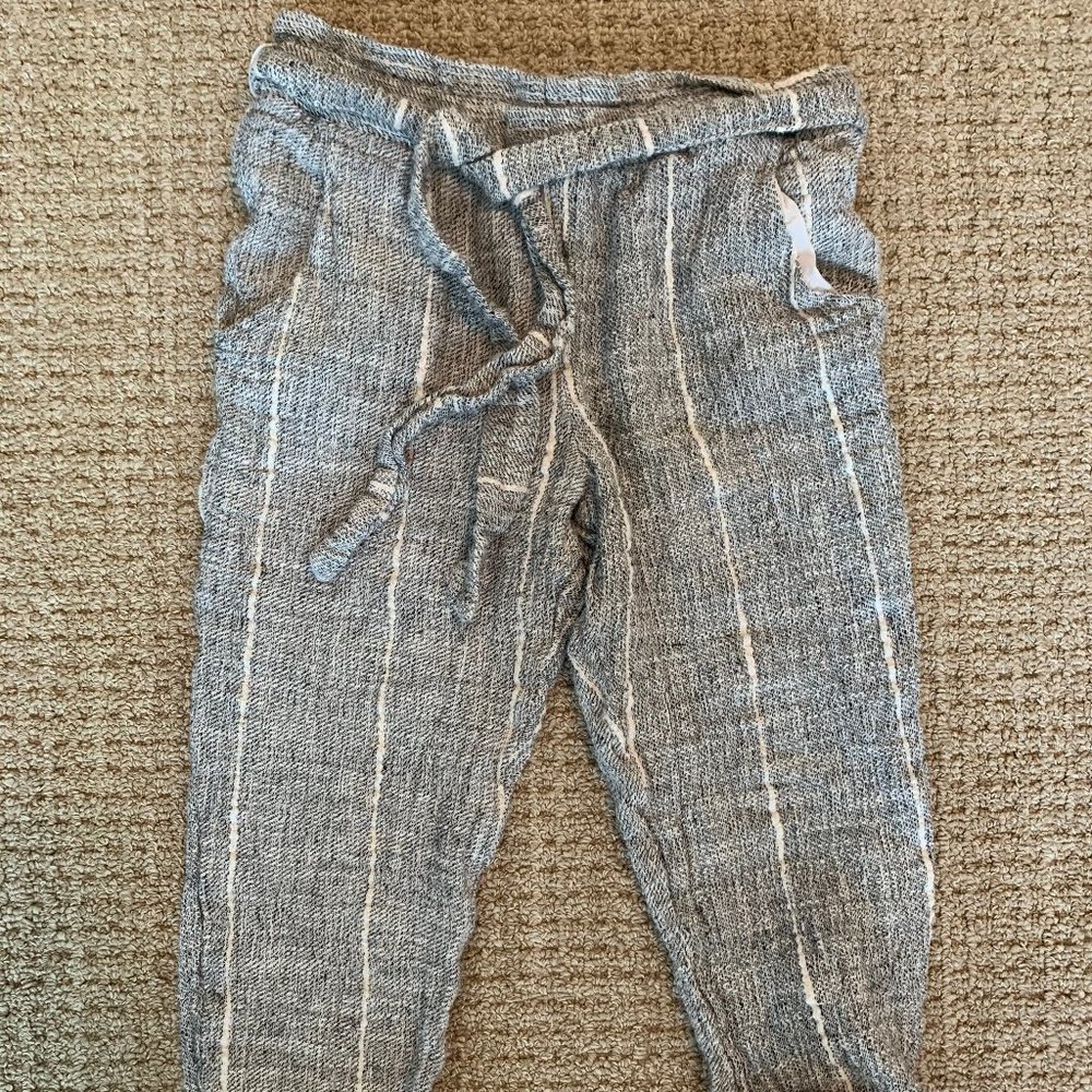 FREE PEOPLE Grey Linen Utility Pants
